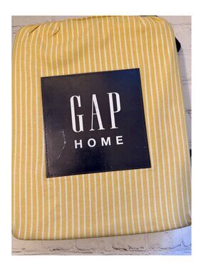 Gap Home 100% Organic Cotton Chambray Duvet Twin Yellow Striped NWT